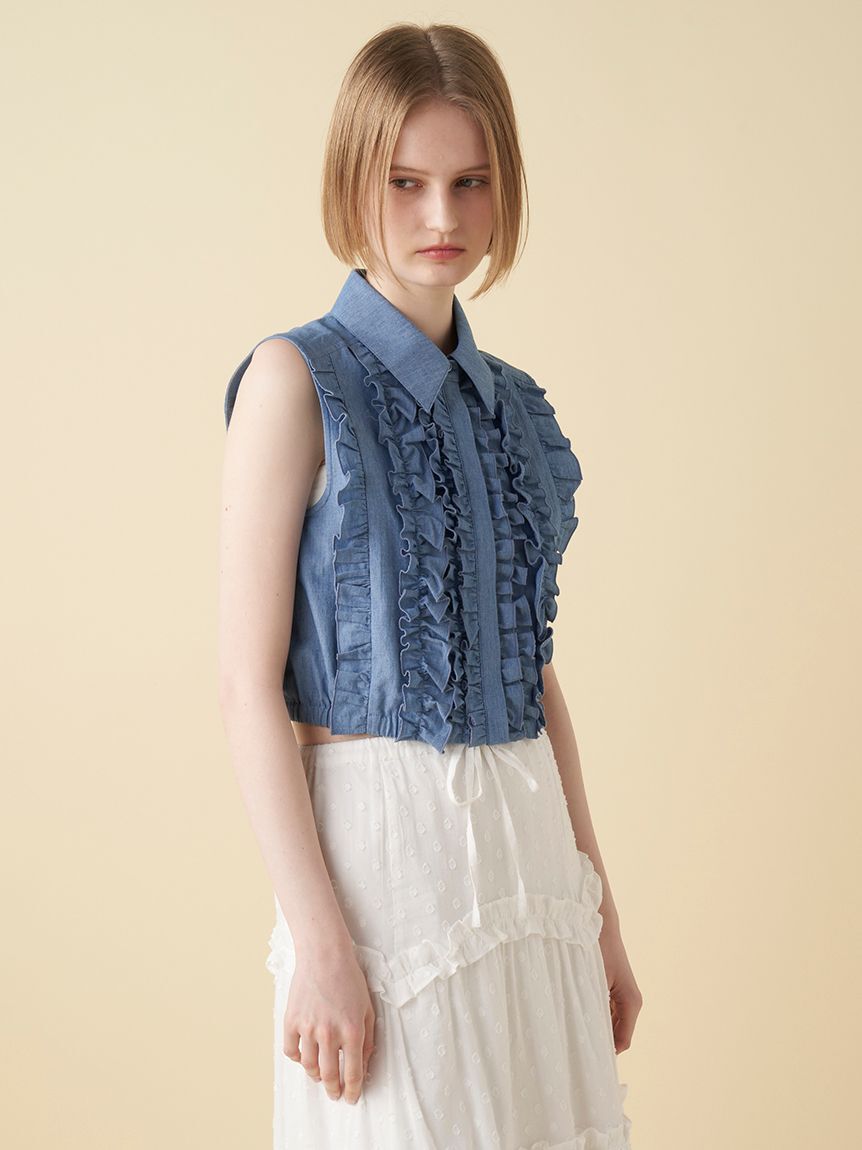 FURFUR「ノースリーブフリルブラウス」|シャツ・ブラウス|