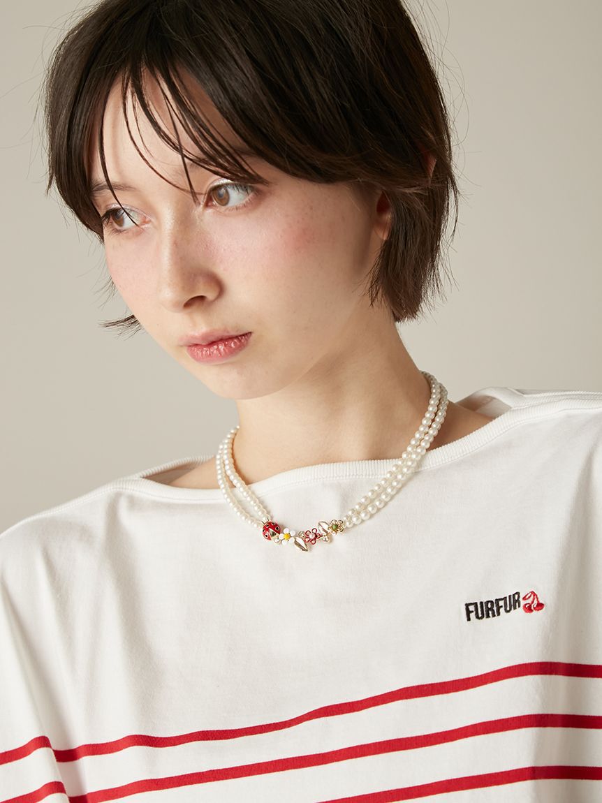 FURFUR「フラワーモチーフパールネックレス」|ネックレス|