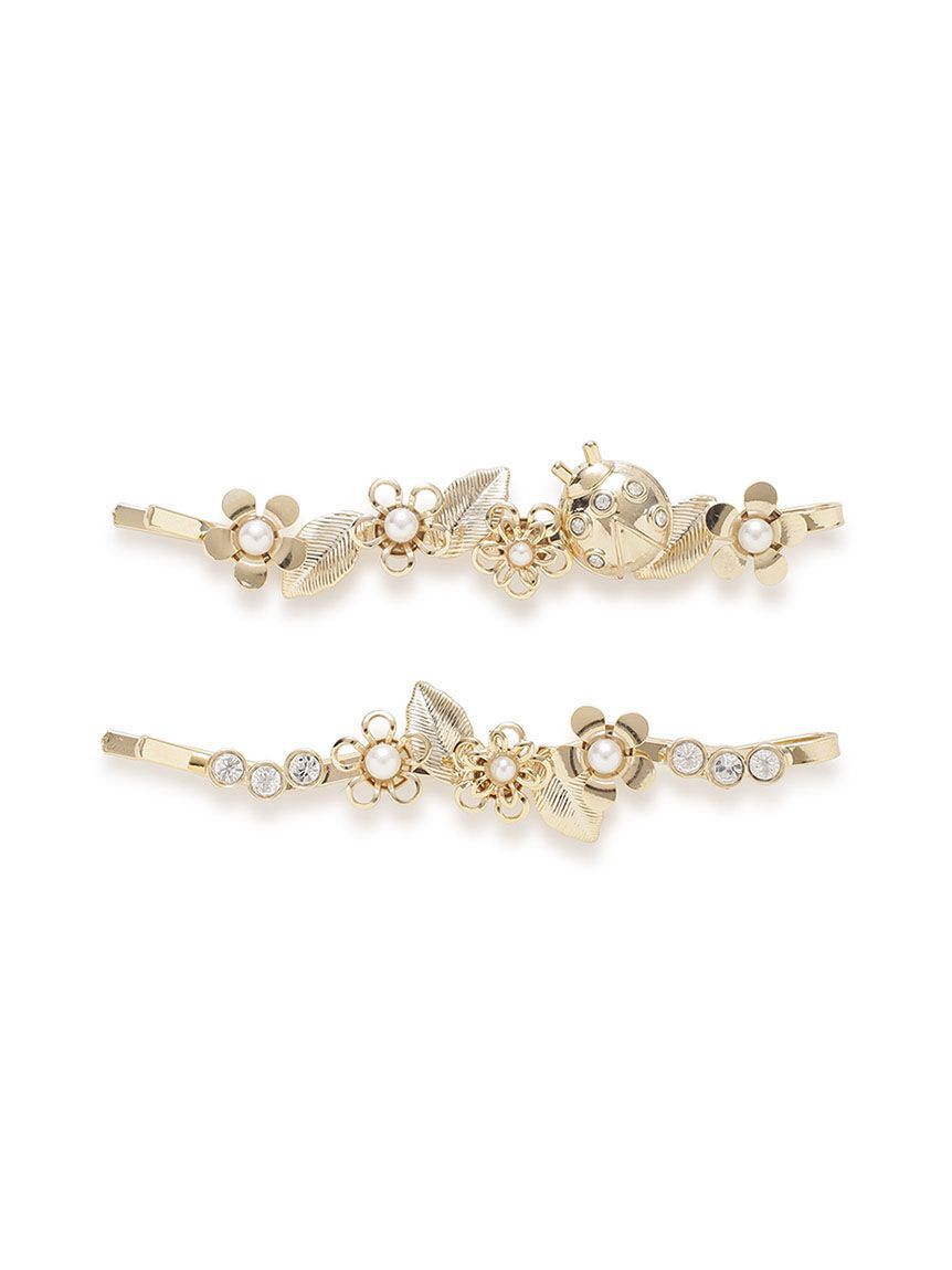 FURFUR「フラワーモチーフヘアピンセット」|ヘアバンド|GLD