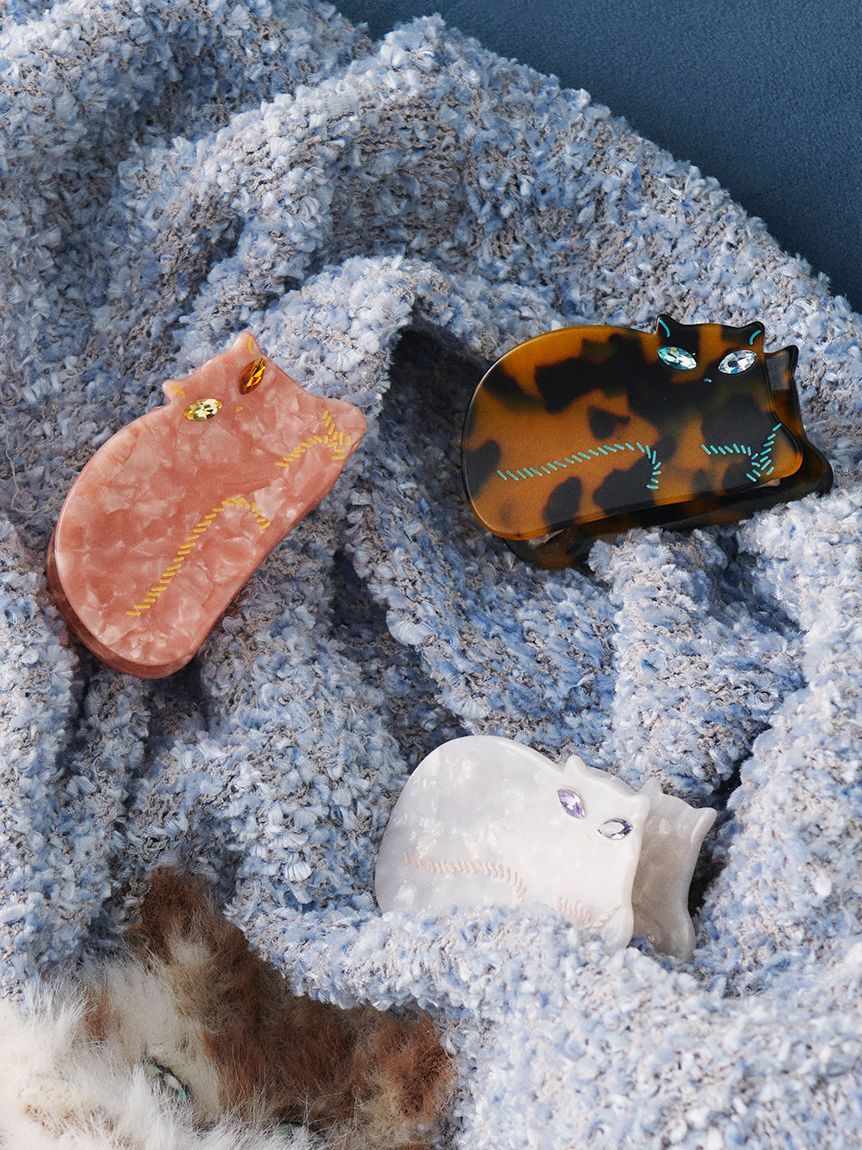 FURFUR「キャットモチーフビジューヘアクリップ」|ヘアバンド|