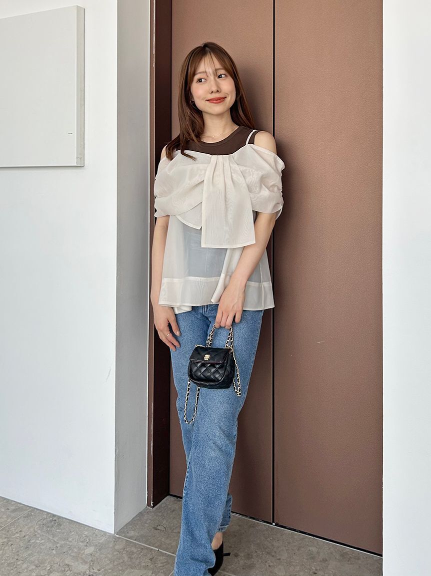 SNIDEL「デザインブラウスSETノースリカットソー」|タンクトップ|