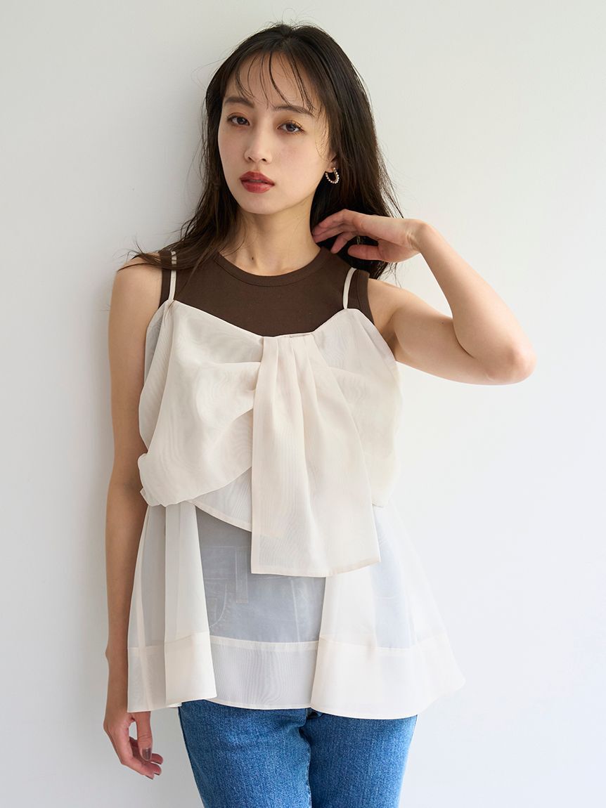 SNIDEL「デザインブラウスSETノースリカットソー」|タンクトップ|