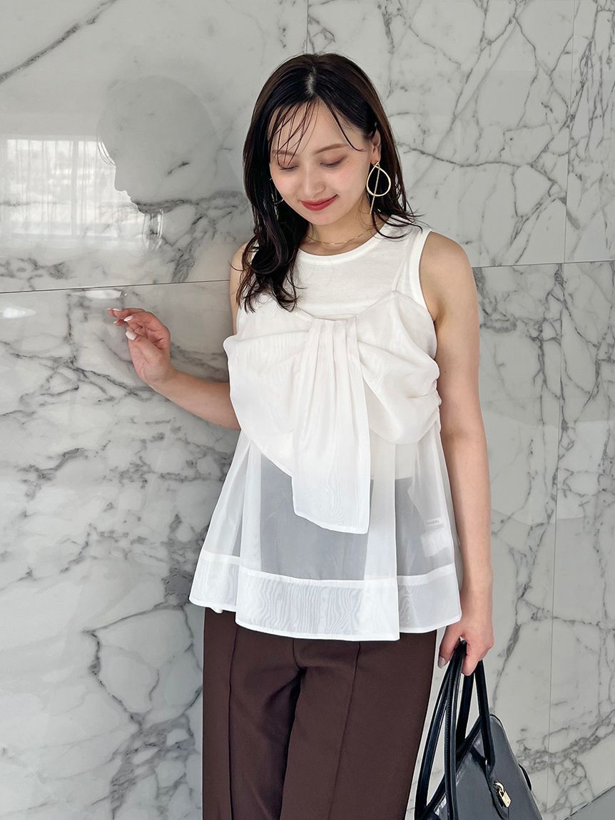 SNIDEL「デザインブラウスSETノースリカットソー」|タンクトップ|