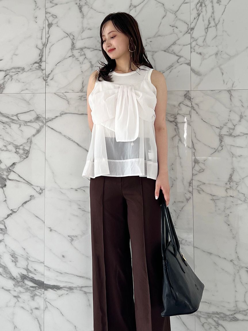 SNIDEL「デザインブラウスSETノースリカットソー」|タンクトップ|