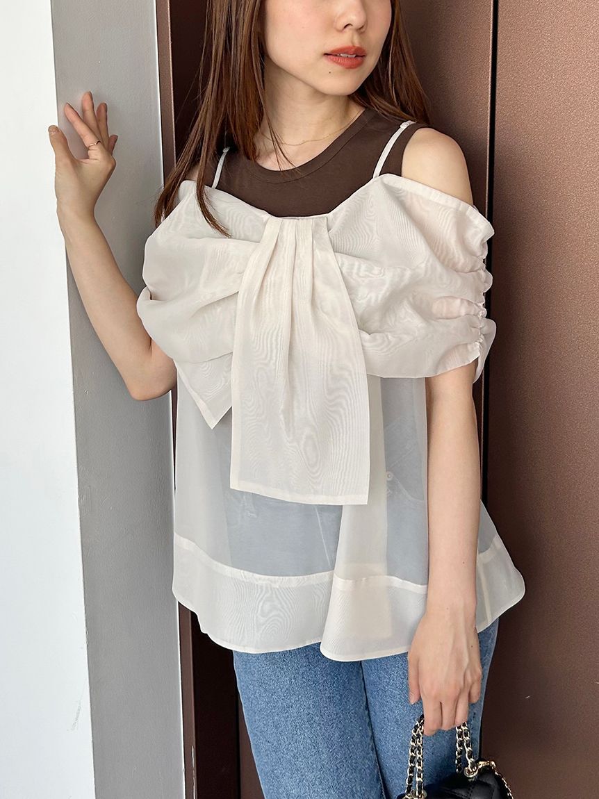 SNIDEL「デザインブラウスSETノースリカットソー」|タンクトップ|BRW