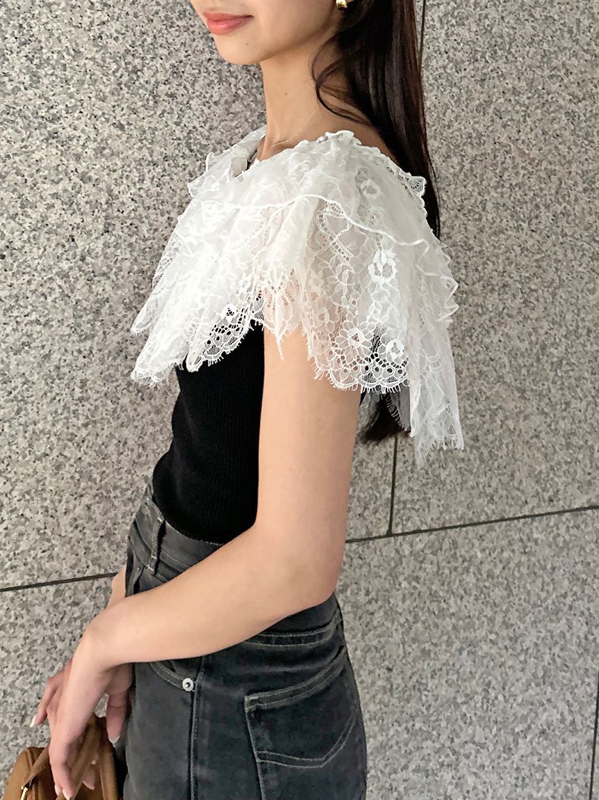 SNIDEL「レースドッキングニットプルオーバー」|ニット・セーター|