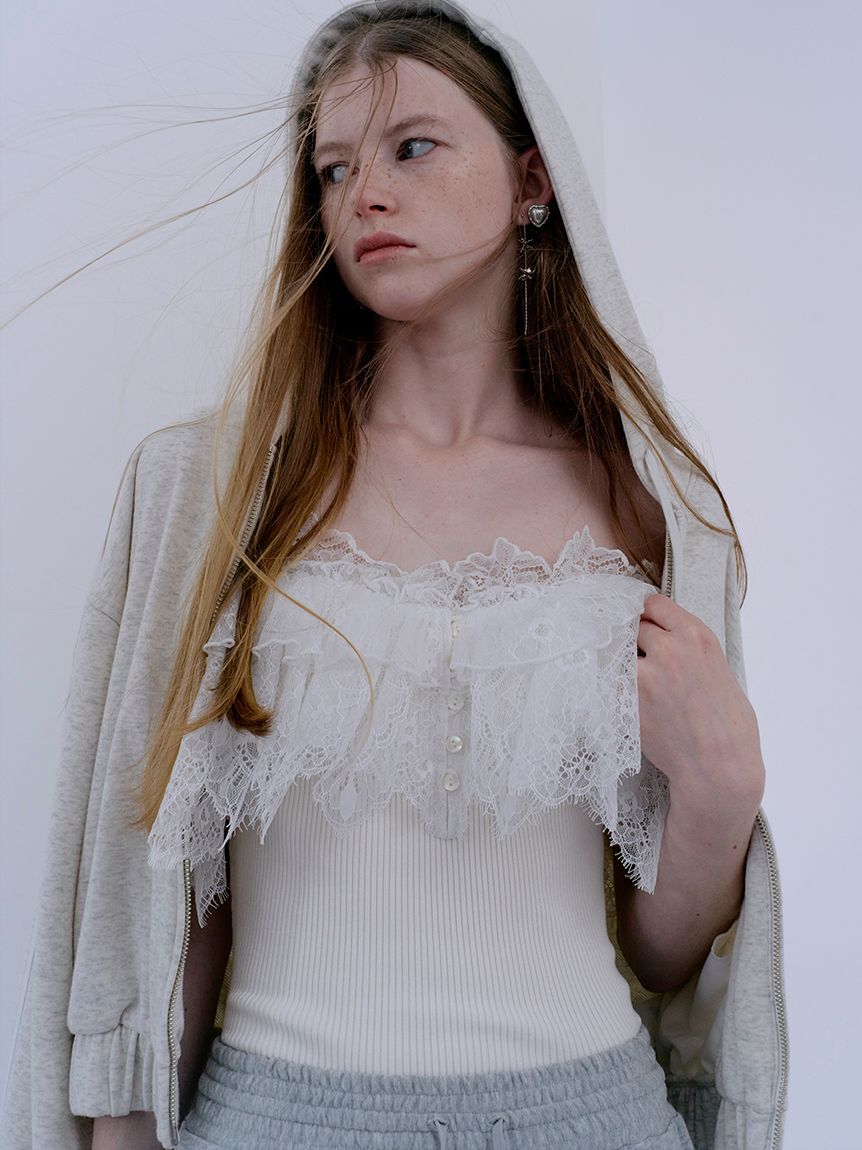 SNIDEL「レースドッキングニットプルオーバー」|ニット・セーター|