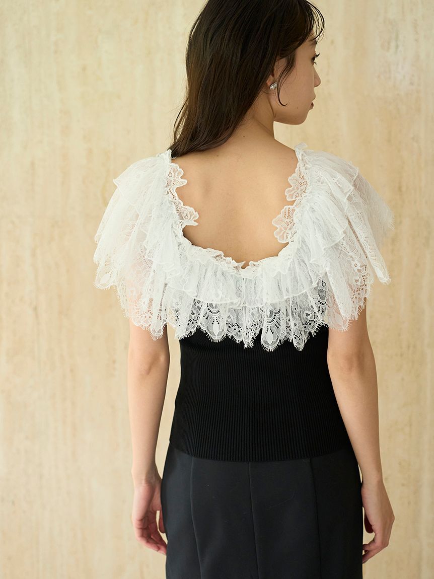 SNIDEL「レースドッキングニットプルオーバー」|ニット・セーター|