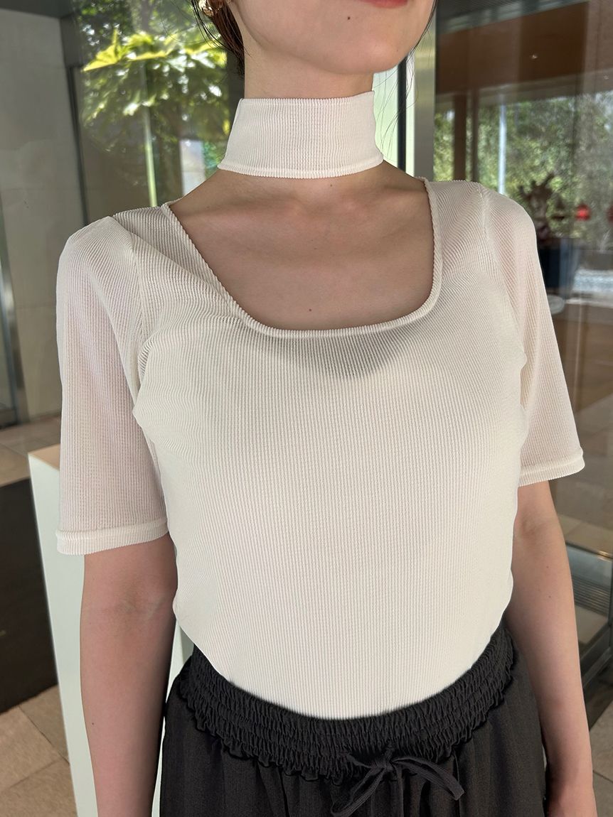 SNIDEL「フロッキーチュールカットプルオーバー」|Tシャツ・カットソー|