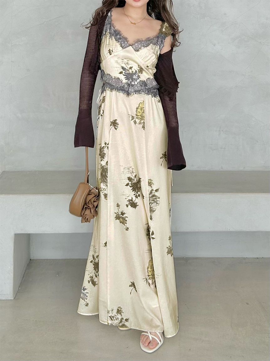 SNIDEL「レーストリムプリントキャミワンピース」|ワンピース|