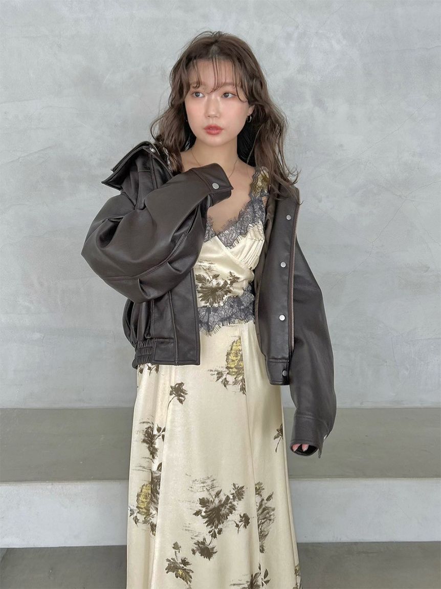 SNIDEL「レーストリムプリントキャミワンピース」|ワンピース|