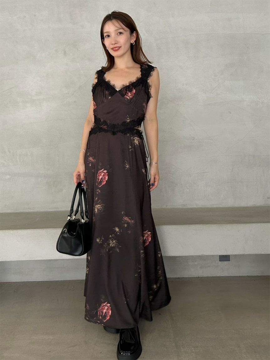 SNIDEL「レーストリムプリントキャミワンピース」|ワンピース|