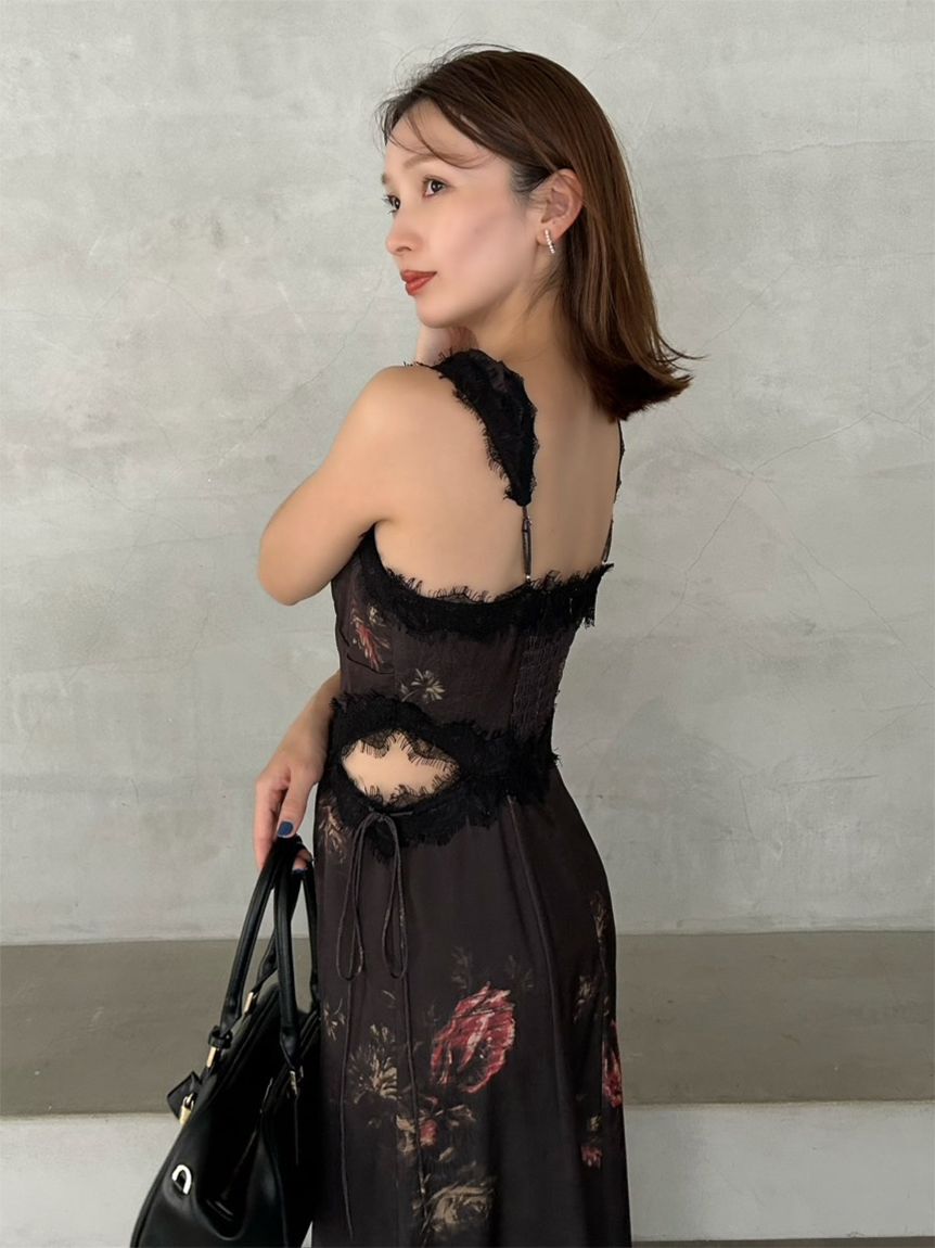 SNIDEL「レーストリムプリントキャミワンピース」|ワンピース|