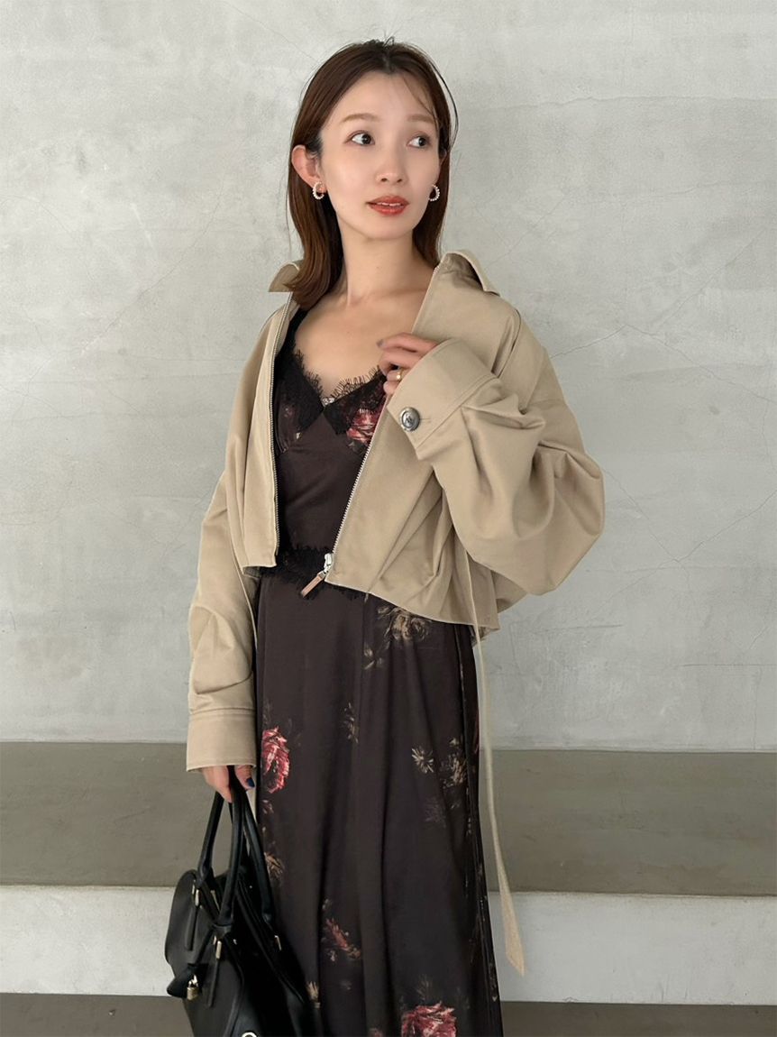 SNIDEL「レーストリムプリントキャミワンピース」|ワンピース|