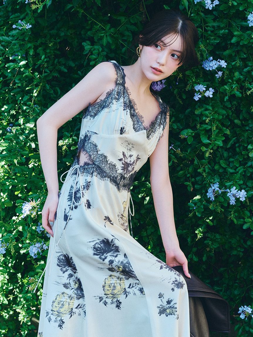 SNIDEL「レーストリムプリントキャミワンピース」|ワンピース|