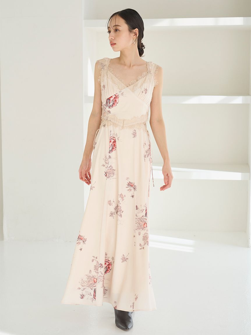 SNIDEL「レーストリムプリントキャミワンピース」|ワンピース|