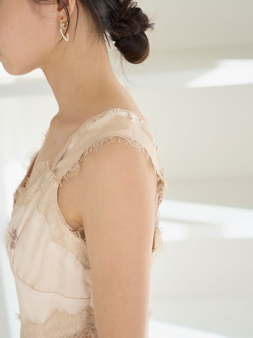 SNIDEL「レーストリムプリントキャミワンピース」|ワンピース|