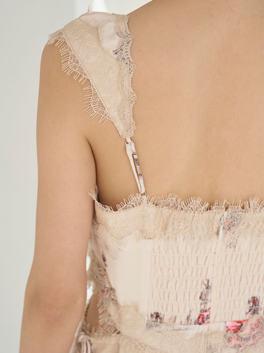 SNIDEL「レーストリムプリントキャミワンピース」|ワンピース|