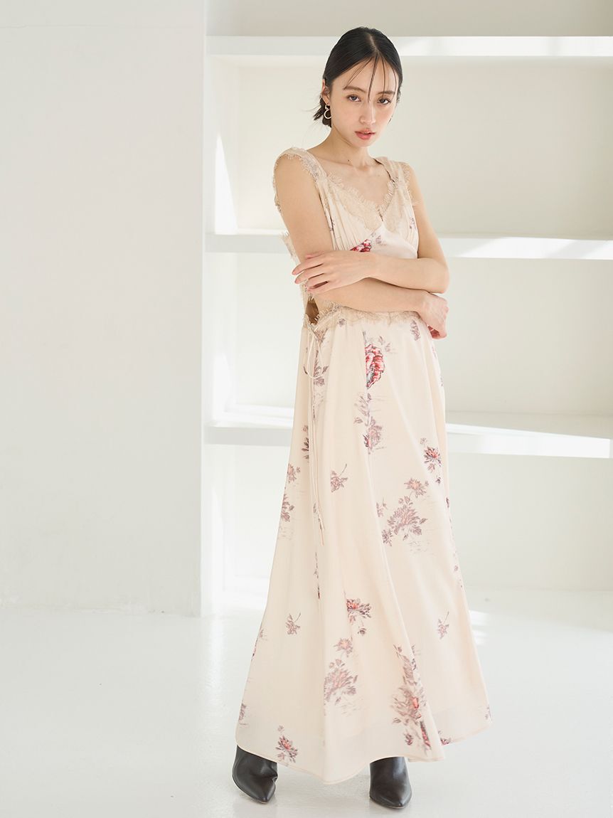 SNIDEL「レーストリムプリントキャミワンピース」|ワンピース|