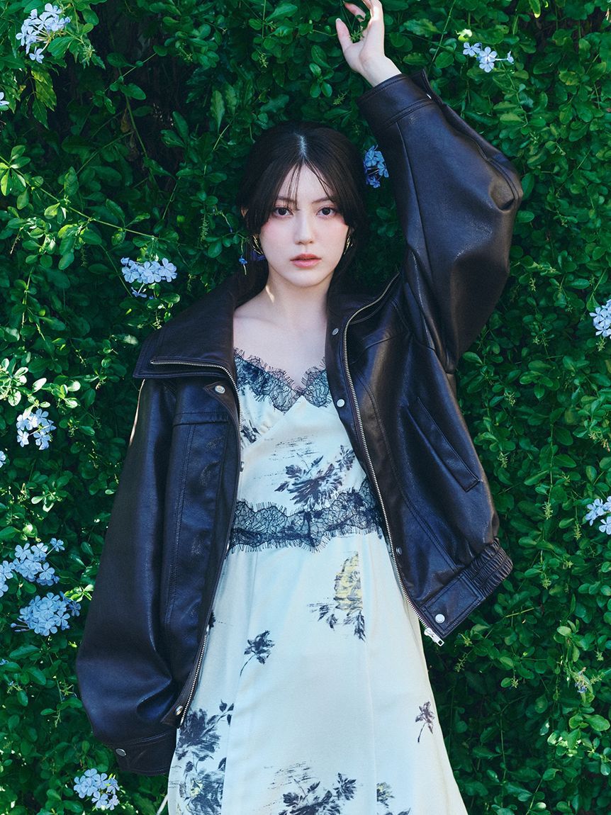 SNIDEL「レーストリムプリントキャミワンピース」|ワンピース|