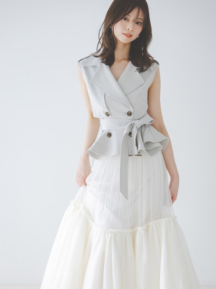 SNIDEL「トレンチチュールセットドレス」|ドレス|GRY