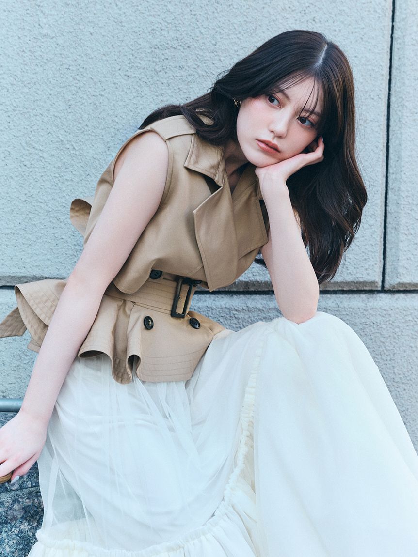 SNIDEL「トレンチチュールセットドレス」|ドレス|