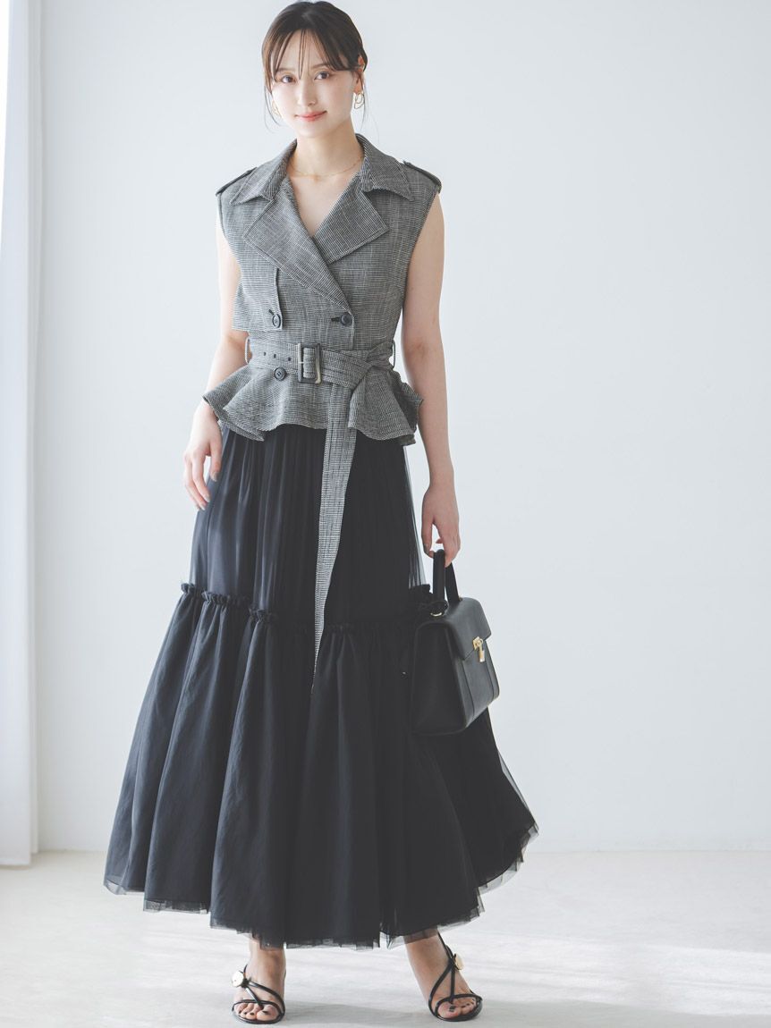 SNIDEL「トレンチチュールセットドレス」|ドレス|