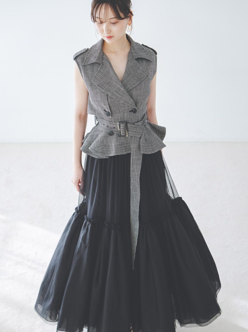 SNIDEL「トレンチチュールセットドレス」|ドレス|