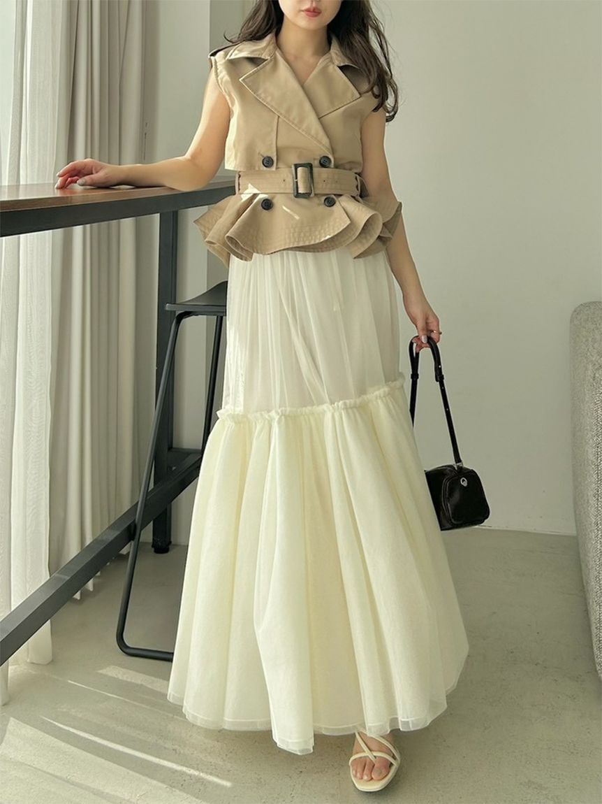 SNIDEL「トレンチチュールセットドレス」|ドレス|