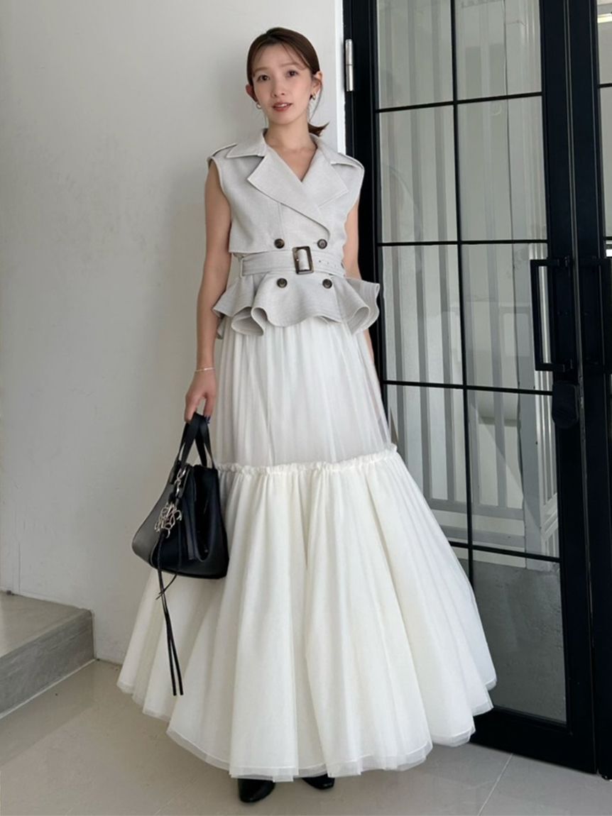 SNIDEL「トレンチチュールセットドレス」|ドレス|