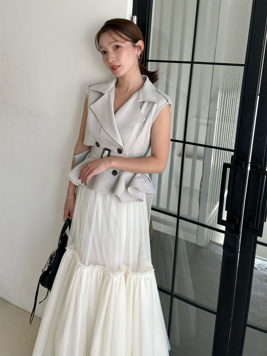 SNIDEL「トレンチチュールセットドレス」|ドレス|