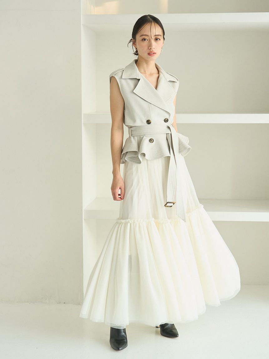 SNIDEL「トレンチチュールセットドレス」|ドレス|