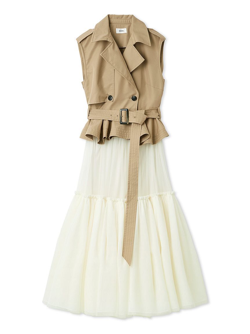 SNIDEL「トレンチチュールセットドレス」|ドレス|