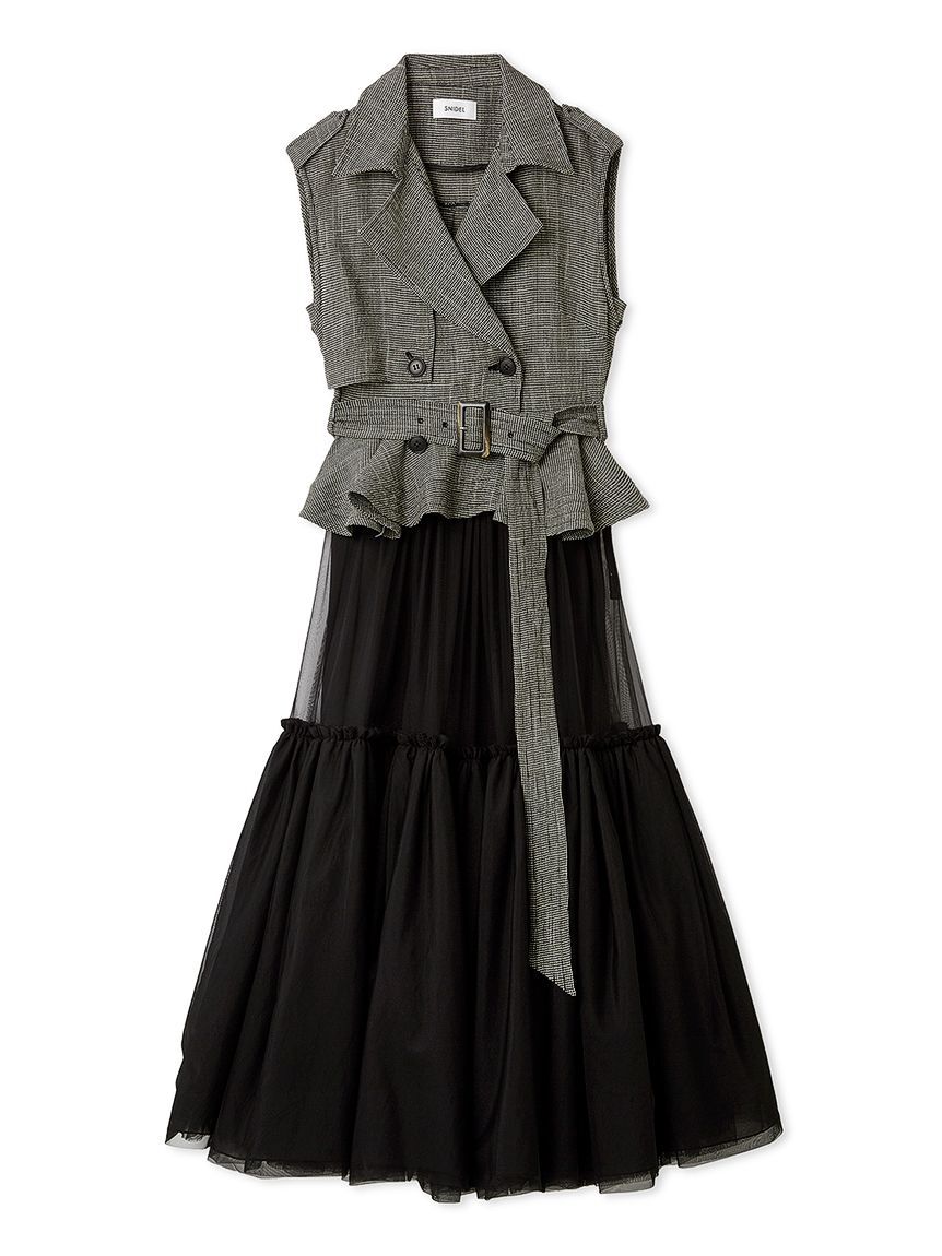 SNIDEL「トレンチチュールセットドレス」|ドレス|