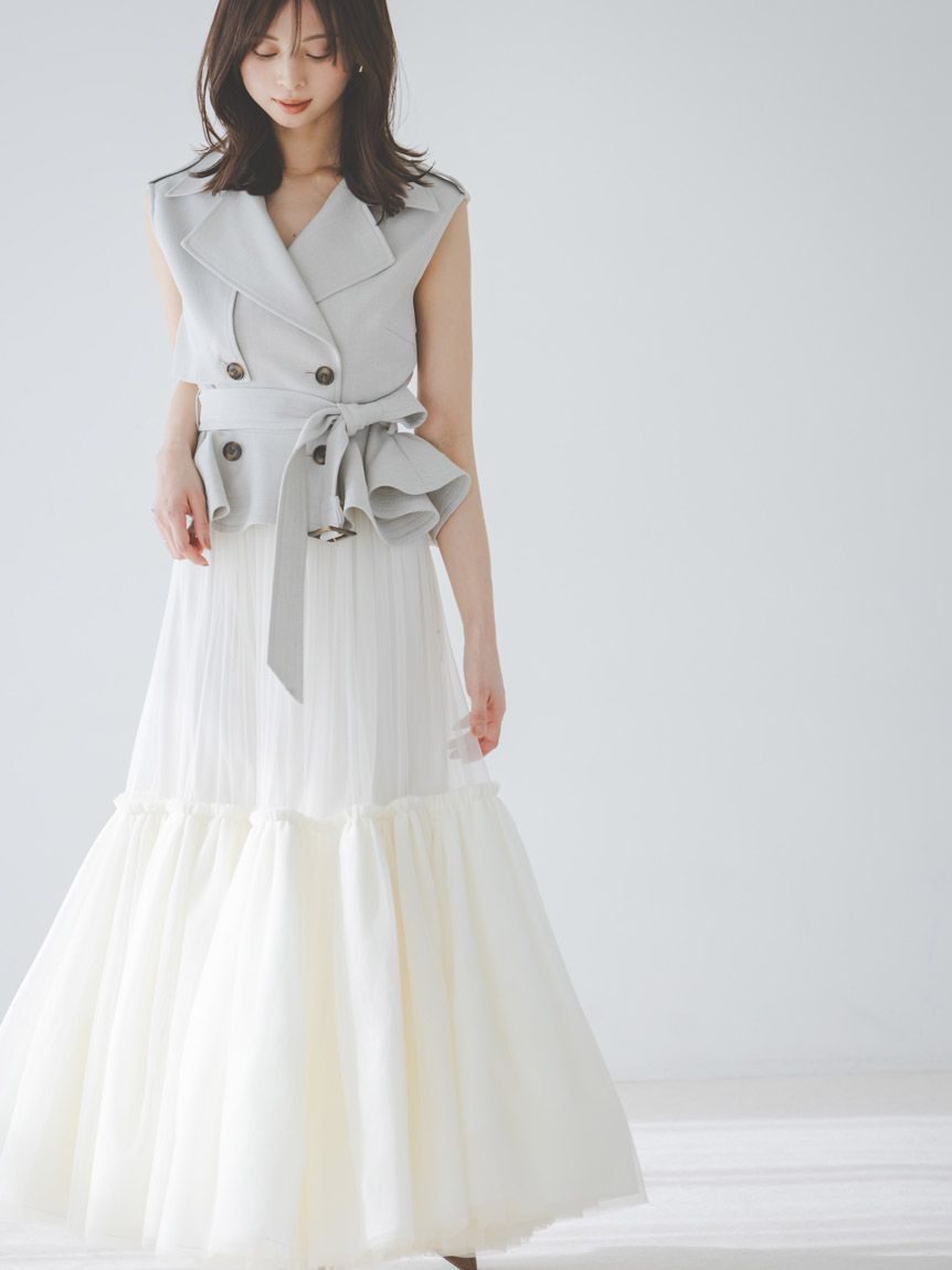 SNIDEL「トレンチチュールセットドレス」|ドレス|