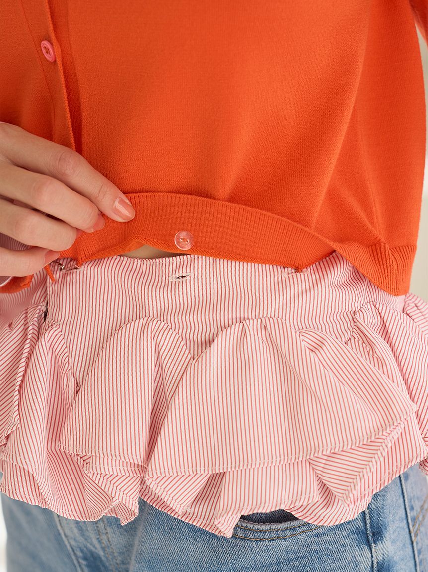 SNIDEL「シャツドッキングヘムボリュームニットプルオーバー」|ニット・セーター|