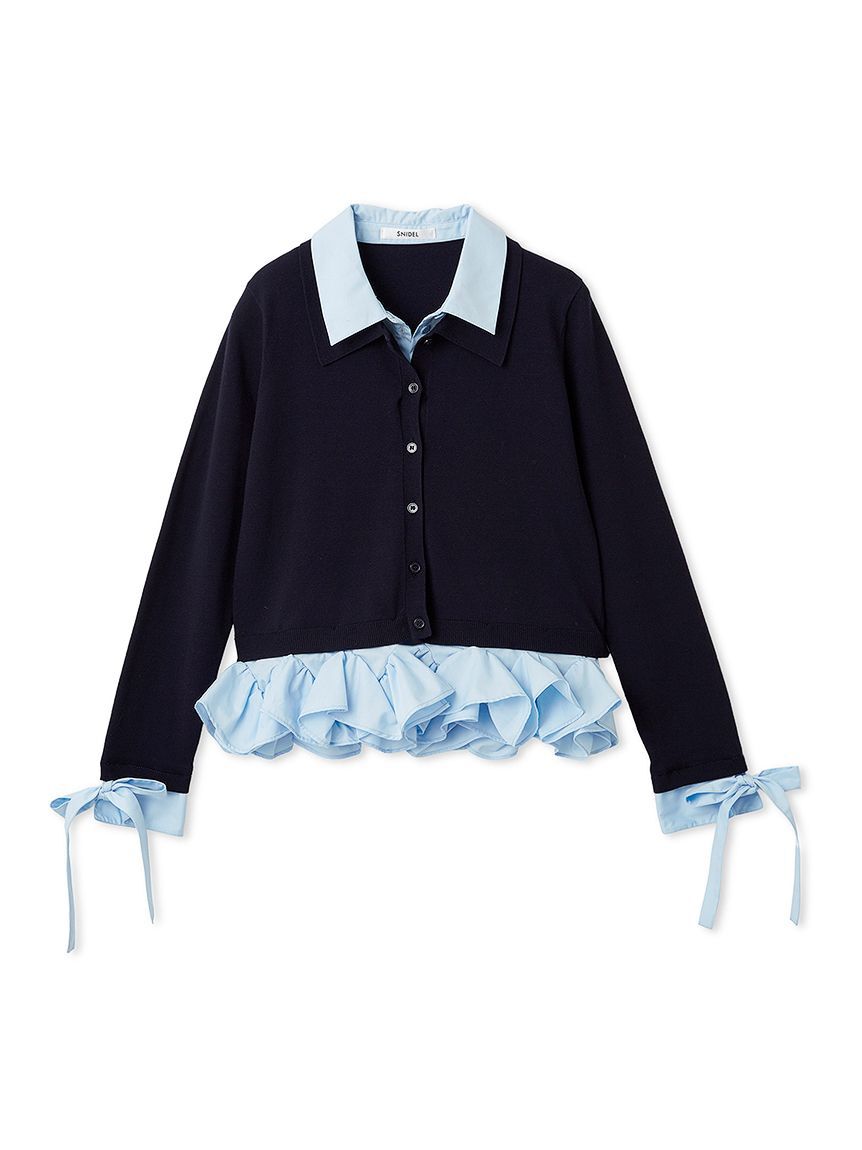 SNIDEL「シャツドッキングヘムボリュームニットプルオーバー」|ニット・セーター|