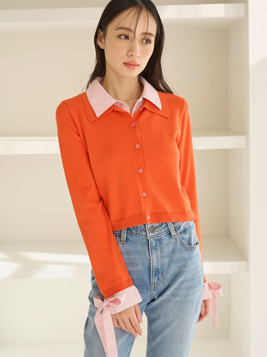 SNIDEL「シャツドッキングヘムボリュームニットプルオーバー」|ニット・セーター|ORG