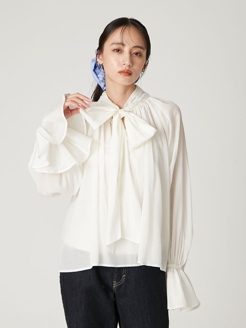 FRAY I.D「2wayシアーボウタイブラウス／ウォッシャブル」|シャツ・ブラウス|