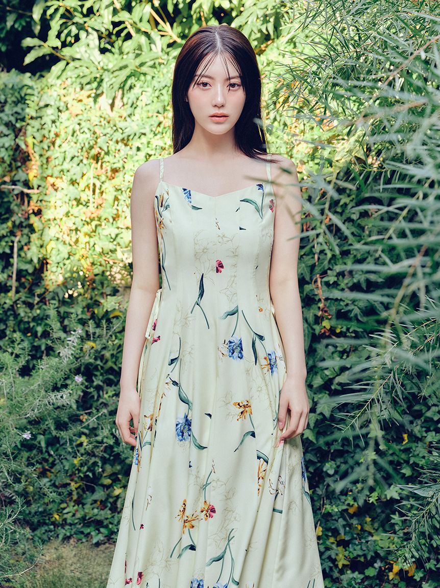 FRAY I.D「【00サイズあり】ボタニカルアシメパターンキャミワンピース」|ワンピース|