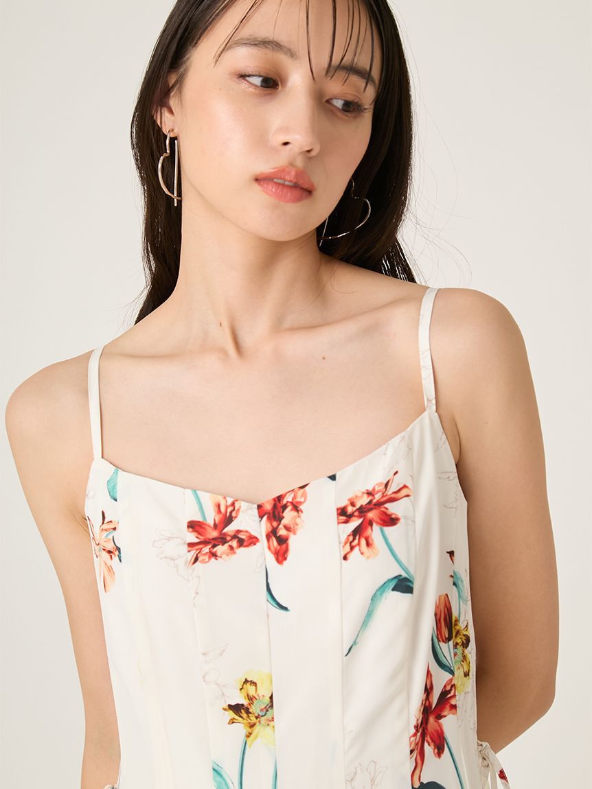 FRAY I.D「【00サイズあり】ボタニカルアシメパターンキャミワンピース」|ワンピース|