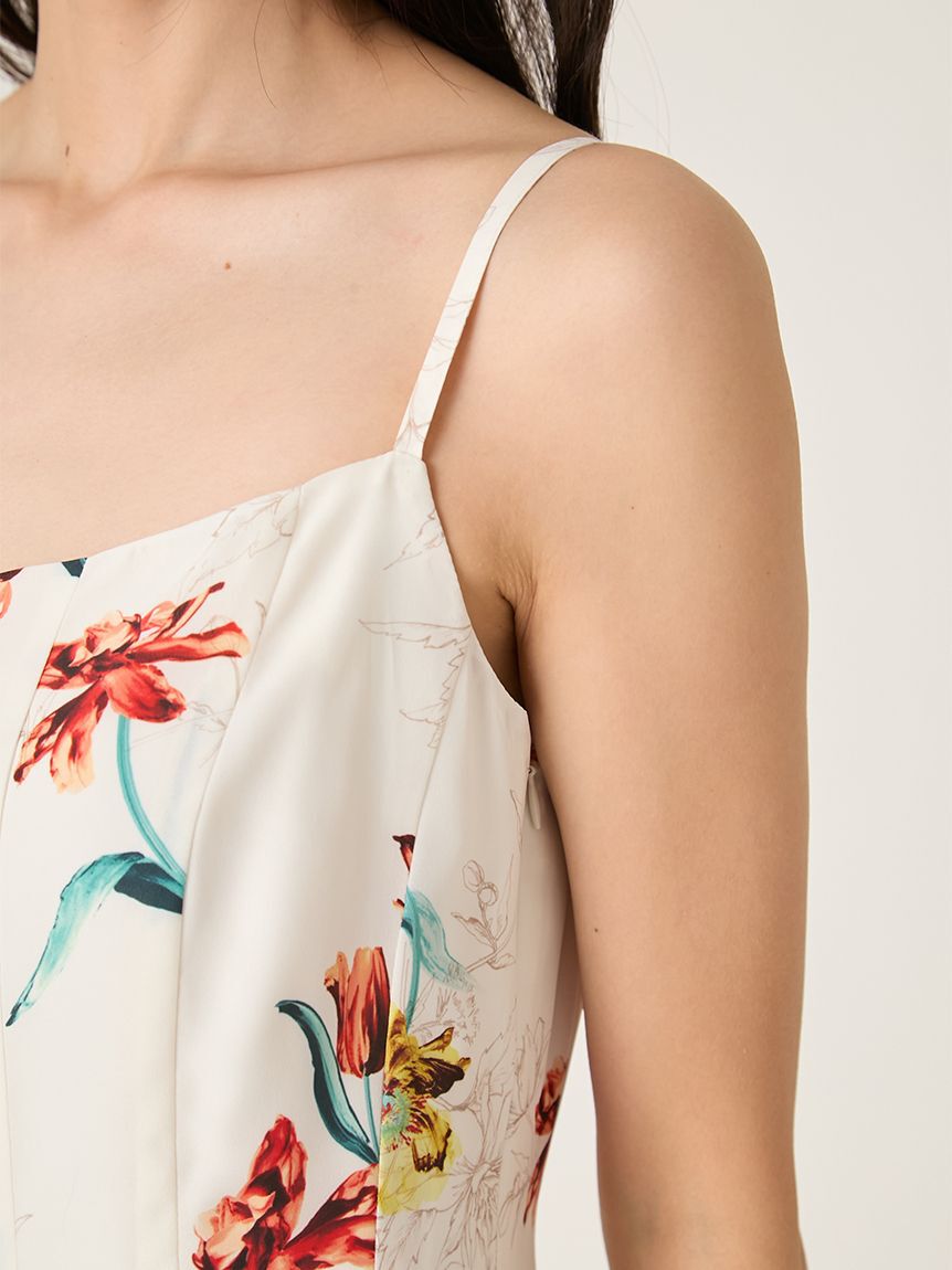 FRAY I.D「【00サイズあり】ボタニカルアシメパターンキャミワンピース」|ワンピース|