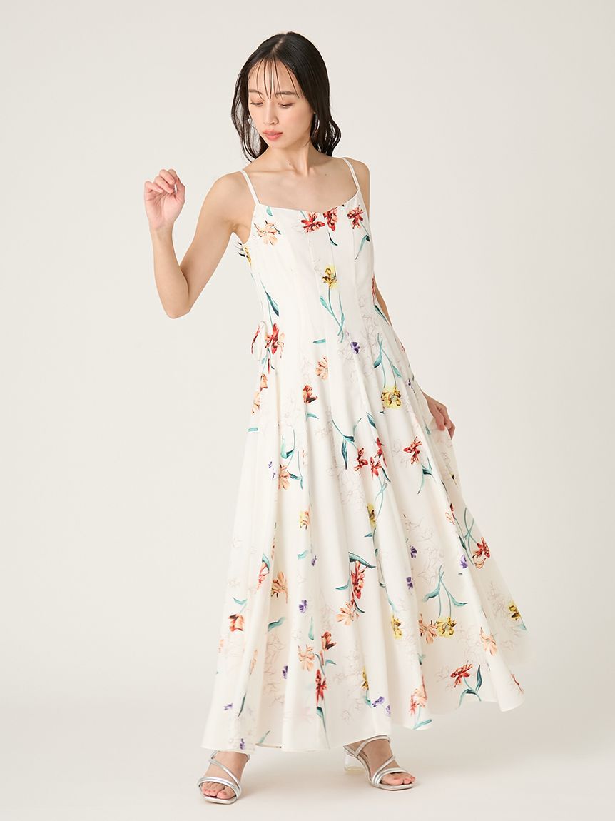 FRAY I.D「【00サイズあり】ボタニカルアシメパターンキャミワンピース」|ワンピース|