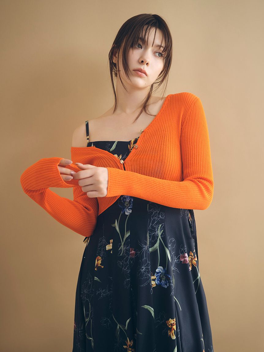 FRAY I.D「【00サイズあり】ボタニカルアシメパターンキャミワンピース」|ワンピース|