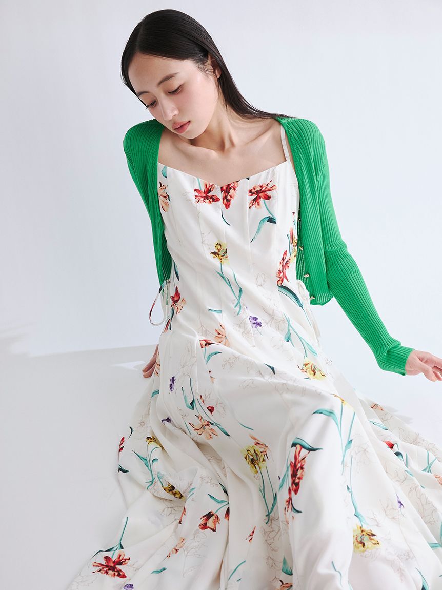 FRAY I.D「【00サイズあり】ボタニカルアシメパターンキャミワンピース」|ワンピース|