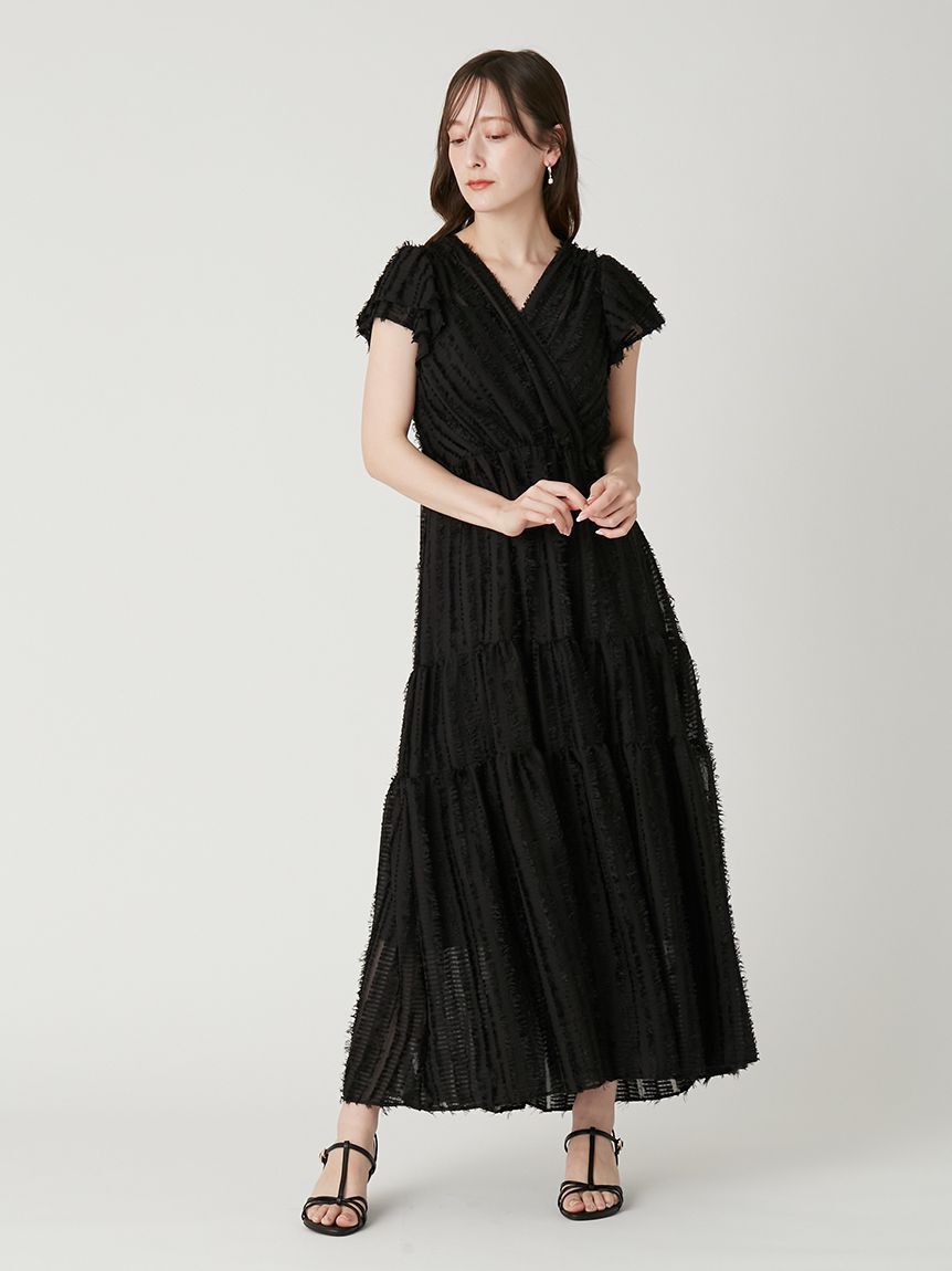 FRAY I.D「【00サイズあり】フリンジジャカードティアードワンピース」|ワンピース|
