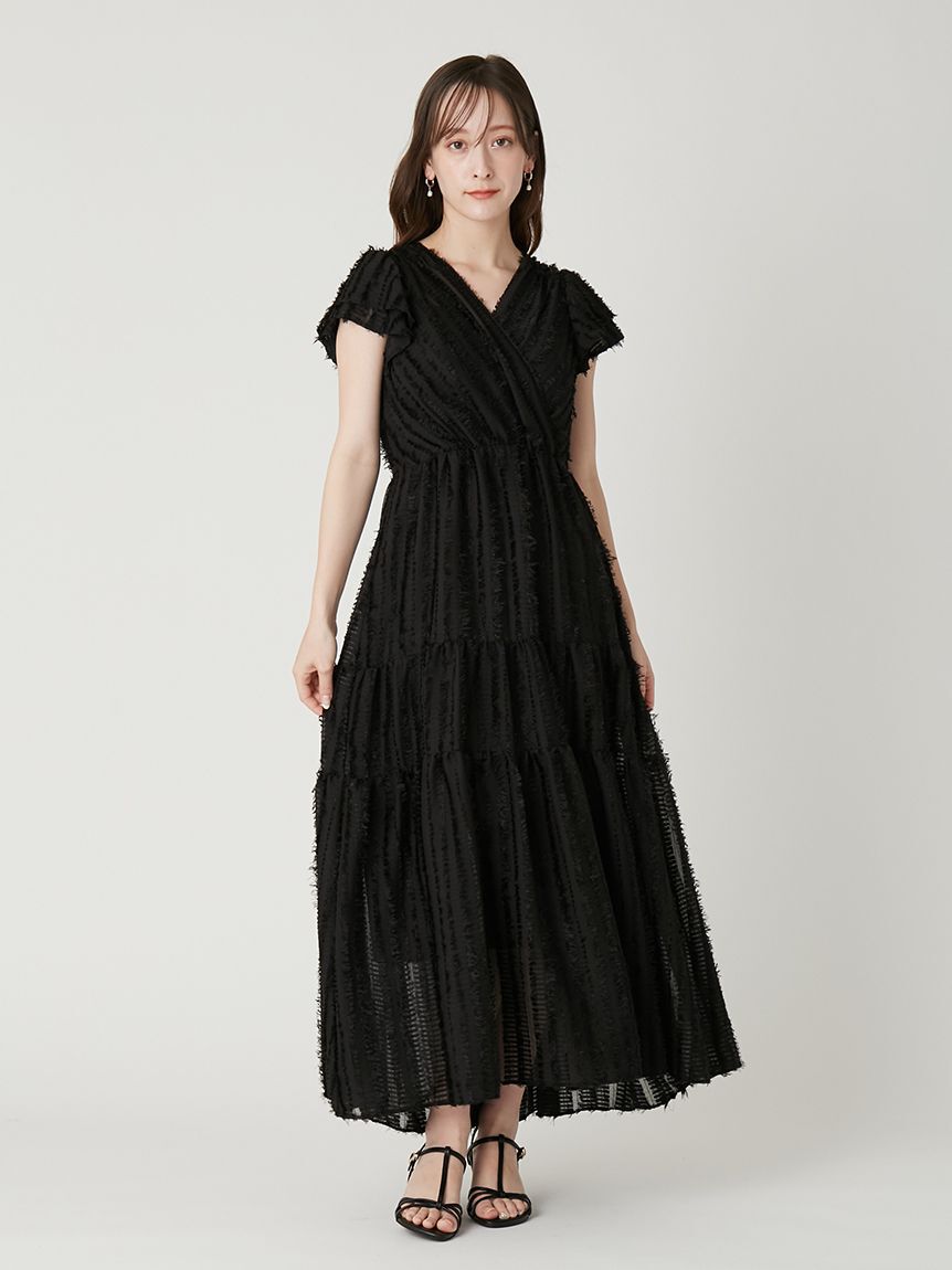 FRAY I.D「【00サイズあり】フリンジジャカードティアードワンピース」|ワンピース|