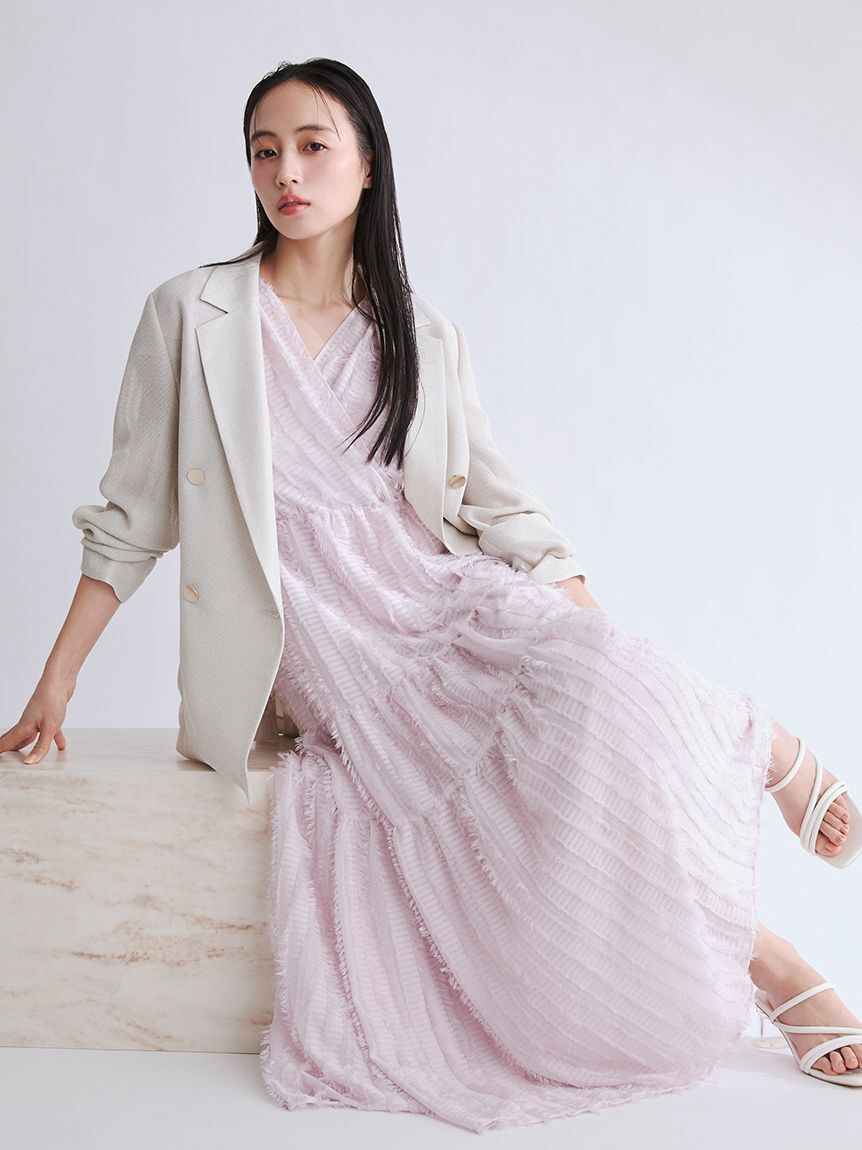 FRAY I.D「【00サイズあり】フリンジジャカードティアードワンピース」|ワンピース|