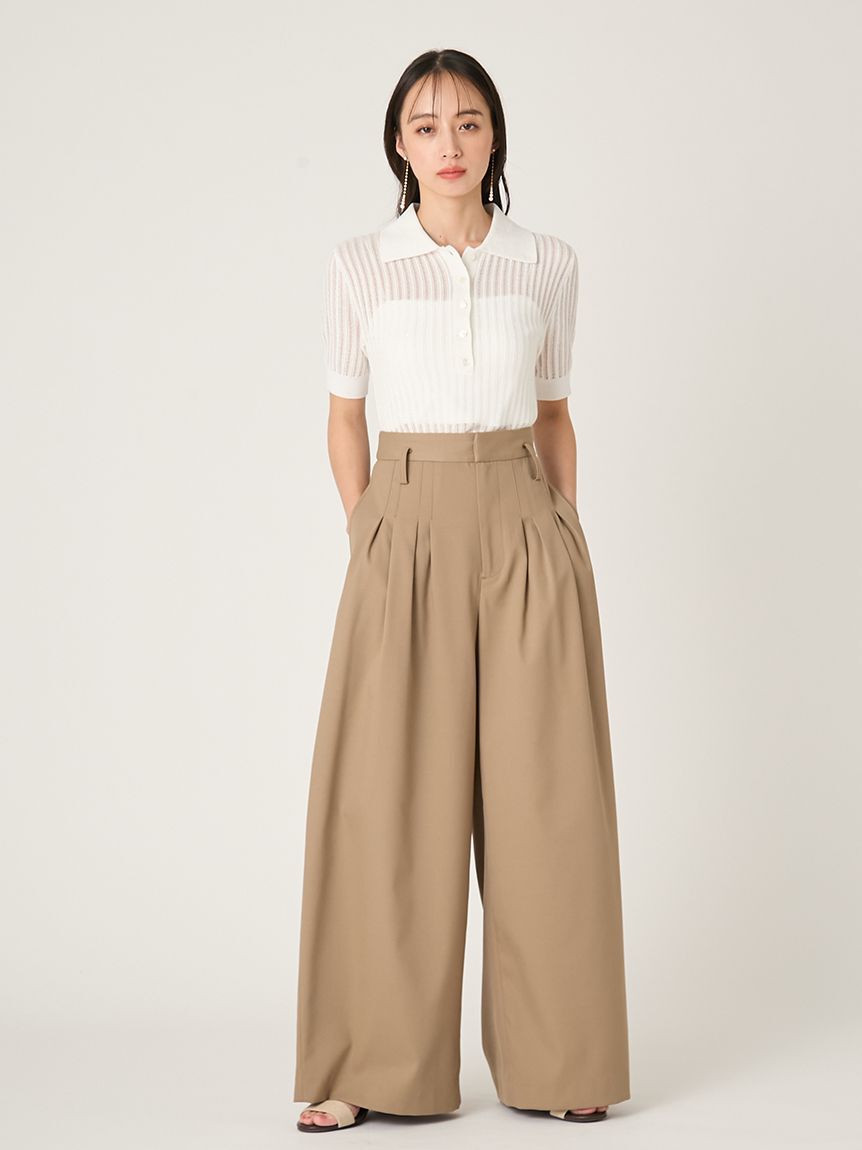 FRAY I.D「デザインタックワイドバギースラックス／ウォッシャブル」|チノ|