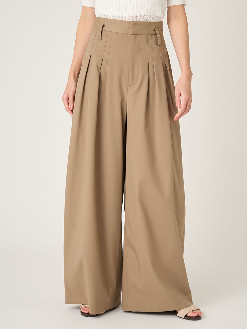 FRAY I.D「デザインタックワイドバギースラックス／ウォッシャブル」|チノ|